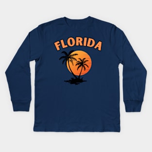 Florida beach, usa , vintage florida Kids Long Sleeve T-Shirt